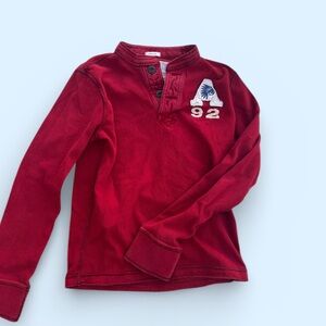 Abercrombie and Fitch Kids Muscle Fit Henley Long Sleeve Shirt Red Size M